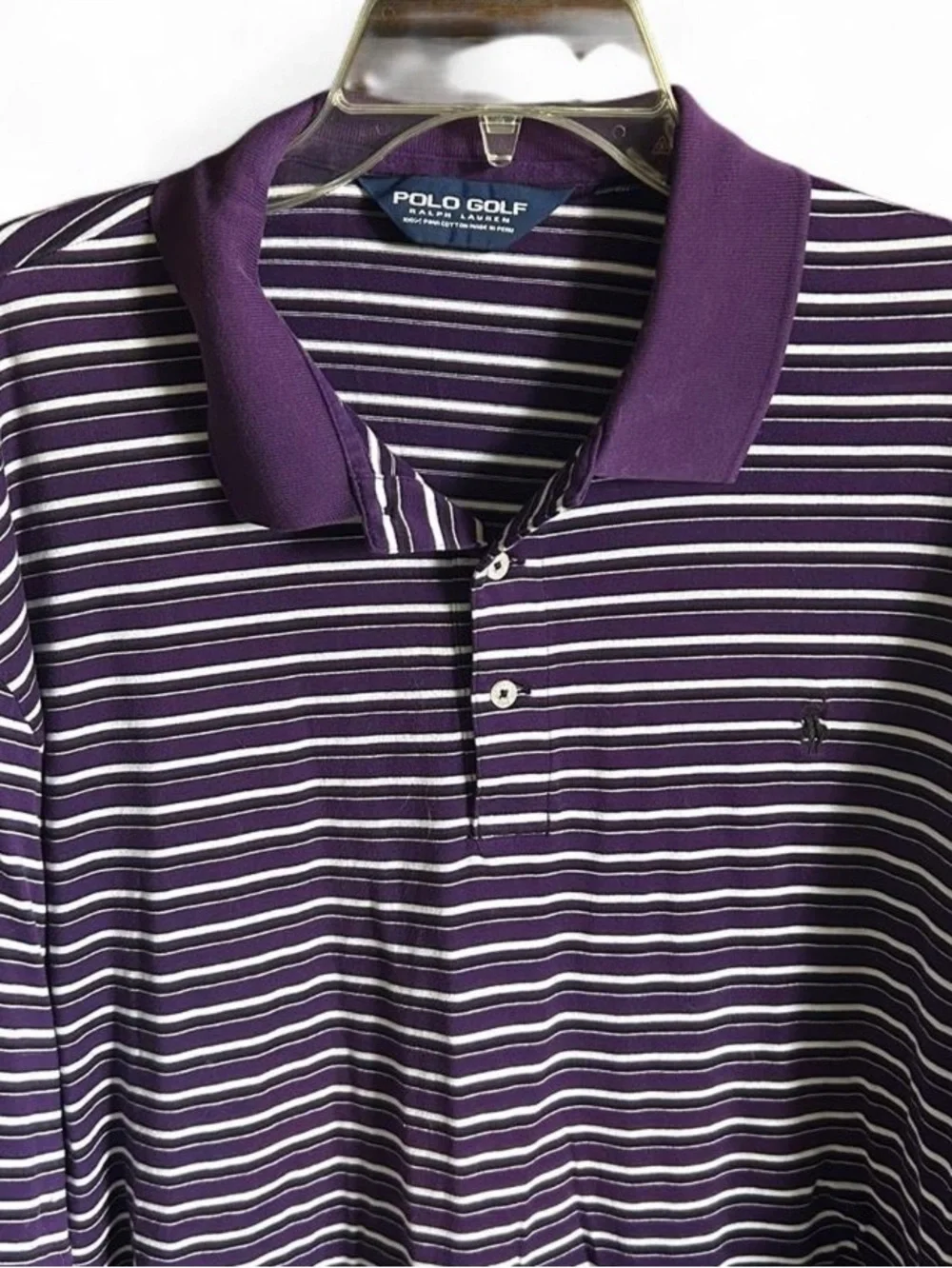 Ralph Lauren Purple, White & Black Striped Polo